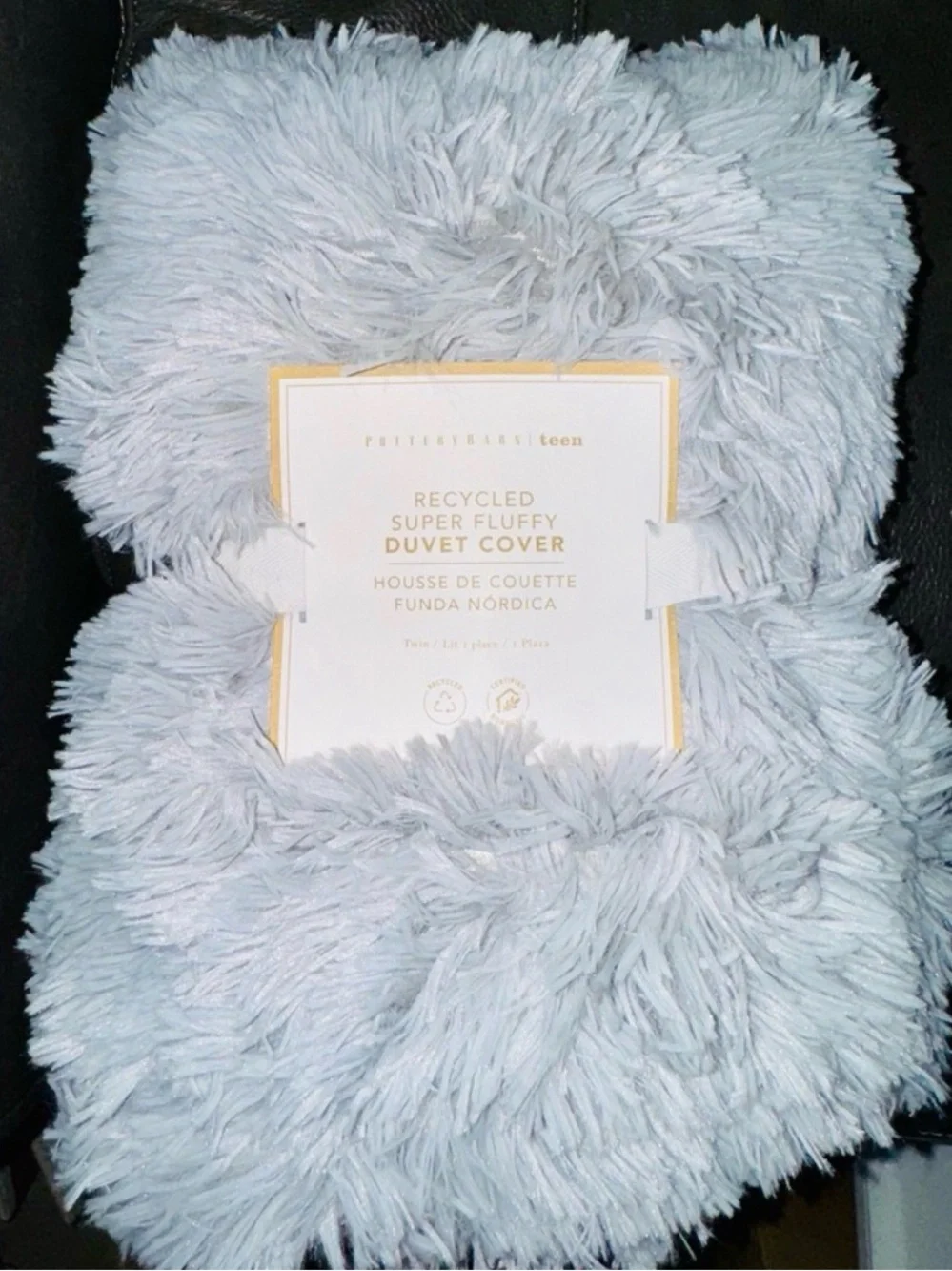 PAIR of NWT!!! Pottery Barn twin duvet covers luxe faux fur stone gray cozy dorm